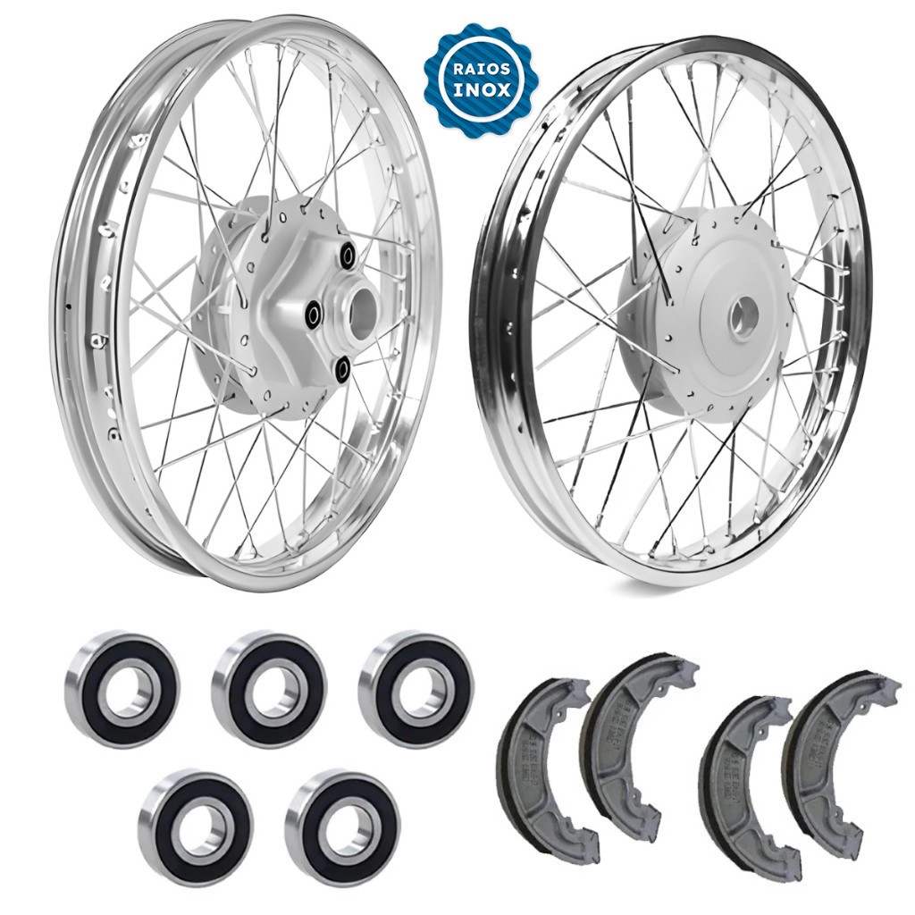Par Aro Roda Raio Inox Titan 125 00/04 Fan 125 05/08 Lonas+Rolamentos