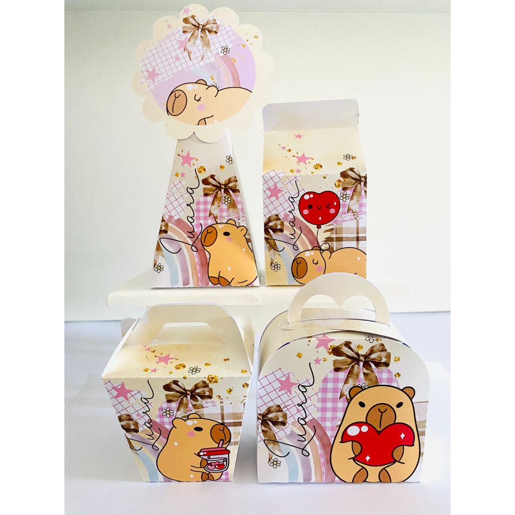kit festa capivara caixinhas personalizadas lembrancinha aniversário