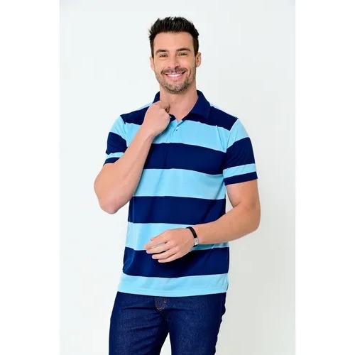 Camisa Polo Rick Masculina Listrada Camisaria Colombo em Oferta na Shopee