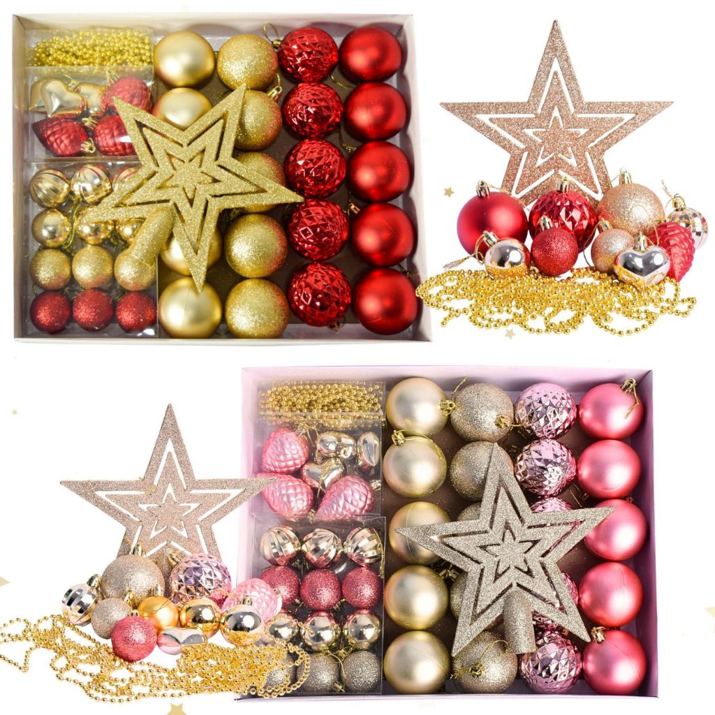 Kit Decoração Árvore de Natal Enfeites Natalino Completo 40 Peças Bolinhas Estrela Luxo