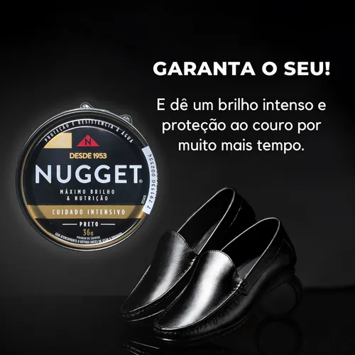 NUGGET GRAXA PARA SAPATO EM PASTA PRETA LATA 36G. (FAVOR LER A DESCRIÇÃO)