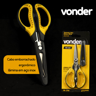 Tesoura Aço INOX Uso Geral Cabo Em Plástico Com Revestimento Emborrachado TR 145 - VONDER em Oferta na Shopee