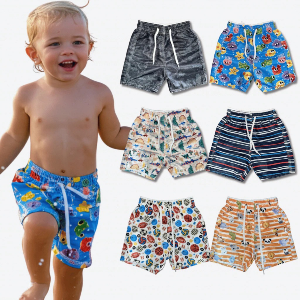 Kit Short Modelo Tactel Bermuda Infantil com Bolso Ajustável Criança 1 a 10 anos