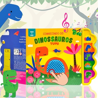 Livro Sonoro Com Textura Dinossauros | Toque E Ouça | Sensorial Premium Para Bebês | Educativo E Interativo em Oferta na Shopee
