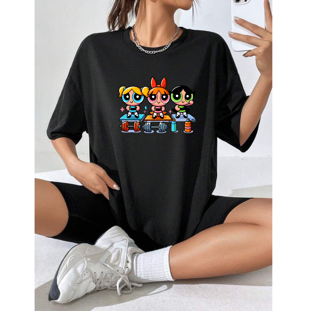 Camiseta Meninas Super Poderosas Fitness Camiseta Academia Caminhada 100% Algodão Macia Promoção