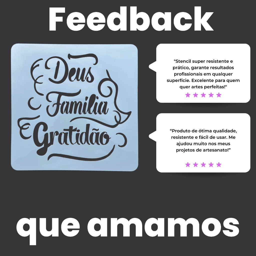 Detalhes do Estêncil Molde Frases Deus, Família e Gratidão para Artesanato, Pintura, Tecido, Religioso Positivas