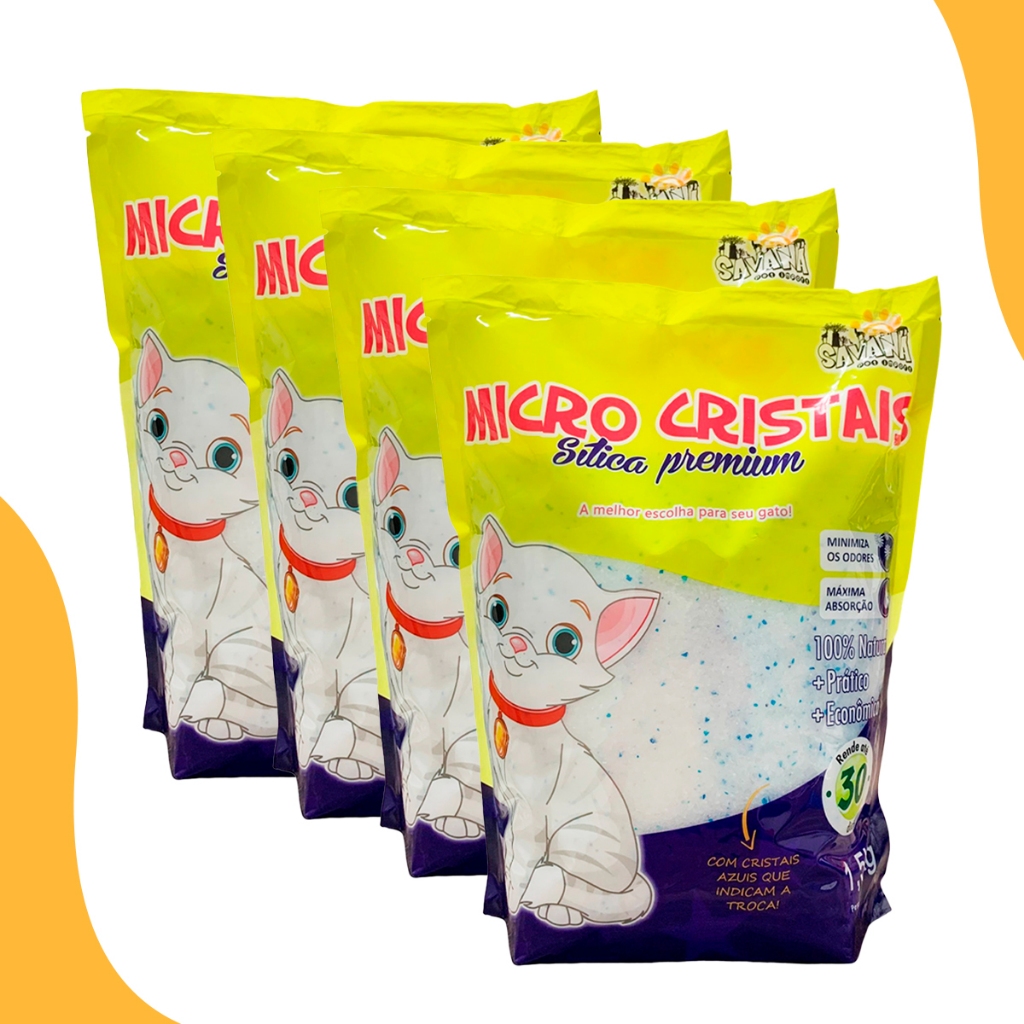 kit 4 Areias Sílica Premium Fina Para Gatos 1,5kg Savana Pet
