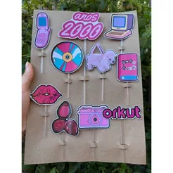 Topo de Bolo Tema- Anos 2000
