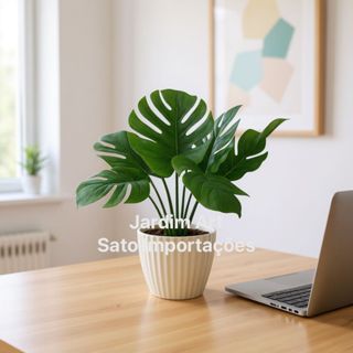 Kit Planta Artificial Costela de Adão com Vaso Luxo c/ musgo em Oferta na Shopee