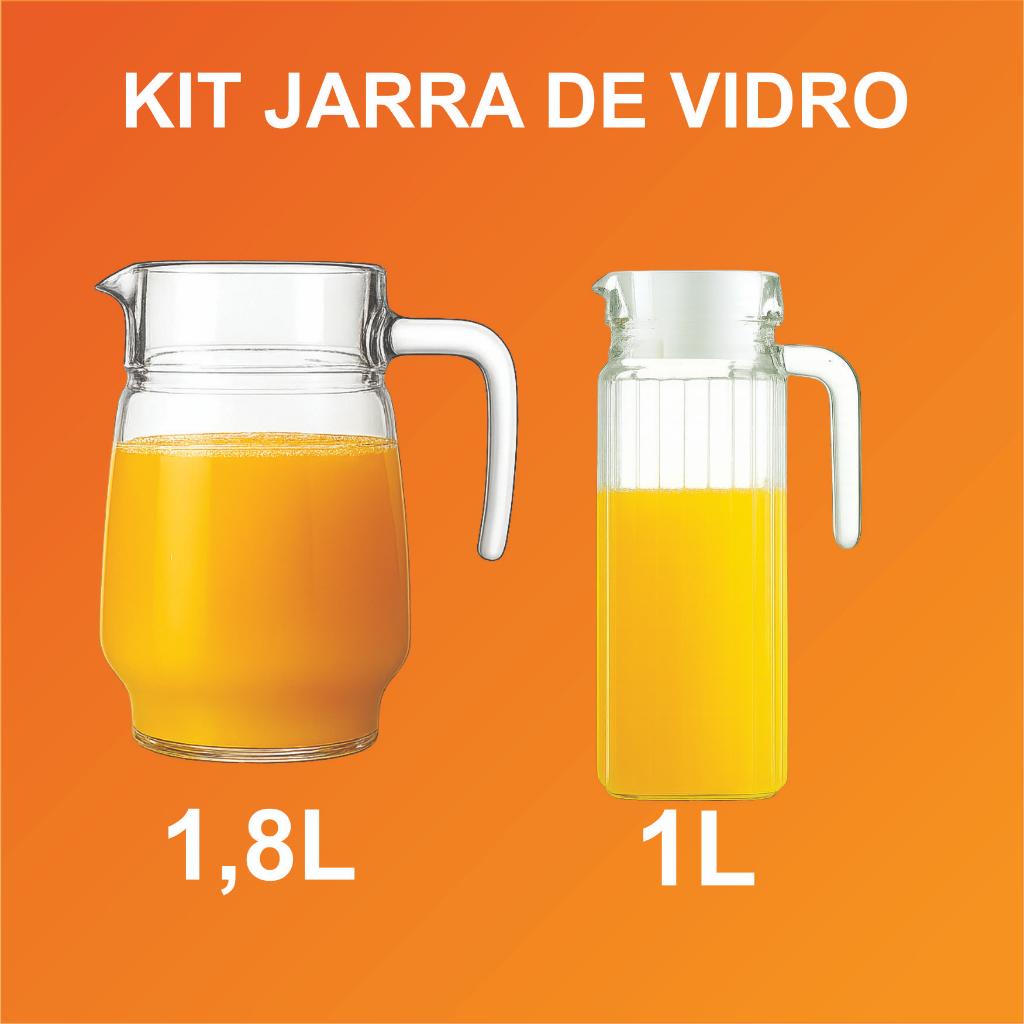 Kit 2 Jarras Original Line Vidro Resistente 1.8L + 1L