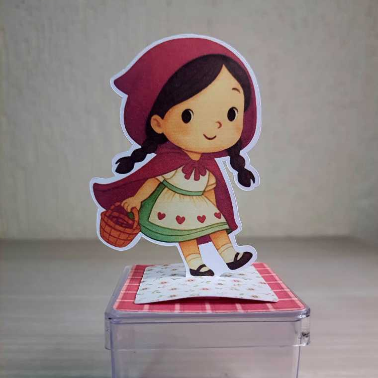 Kit Aplique 3D Tag Personalizada Chapeuzinho Vermelho, Aplique em pé, Festa, Lembrancinha