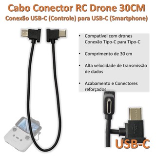 Cabo de Dados Conector Compatível com Controle de Drone USC-C  p/ USB-C em Oferta na Shopee
