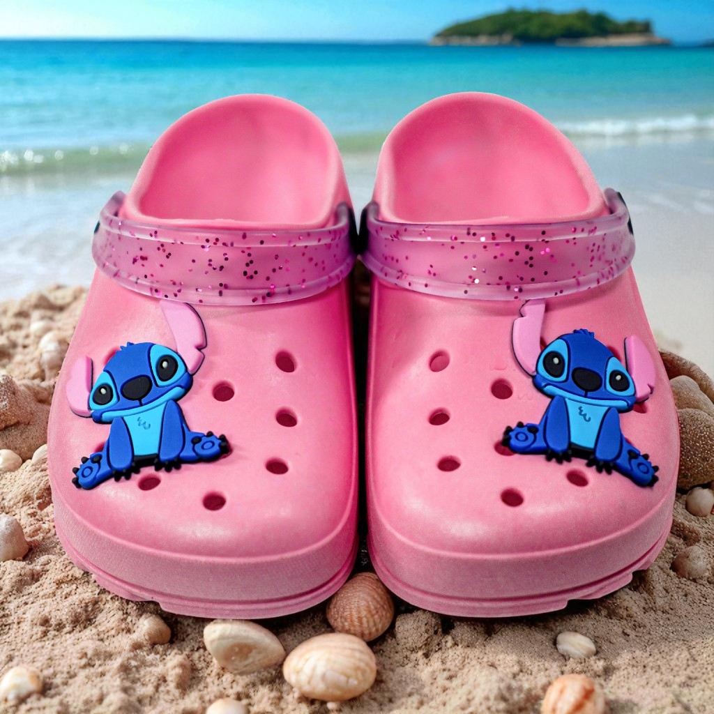 Babuche Menina Infantil Stitch Sandália Rosa Leve Antiderrapante em Oferta na Shopee