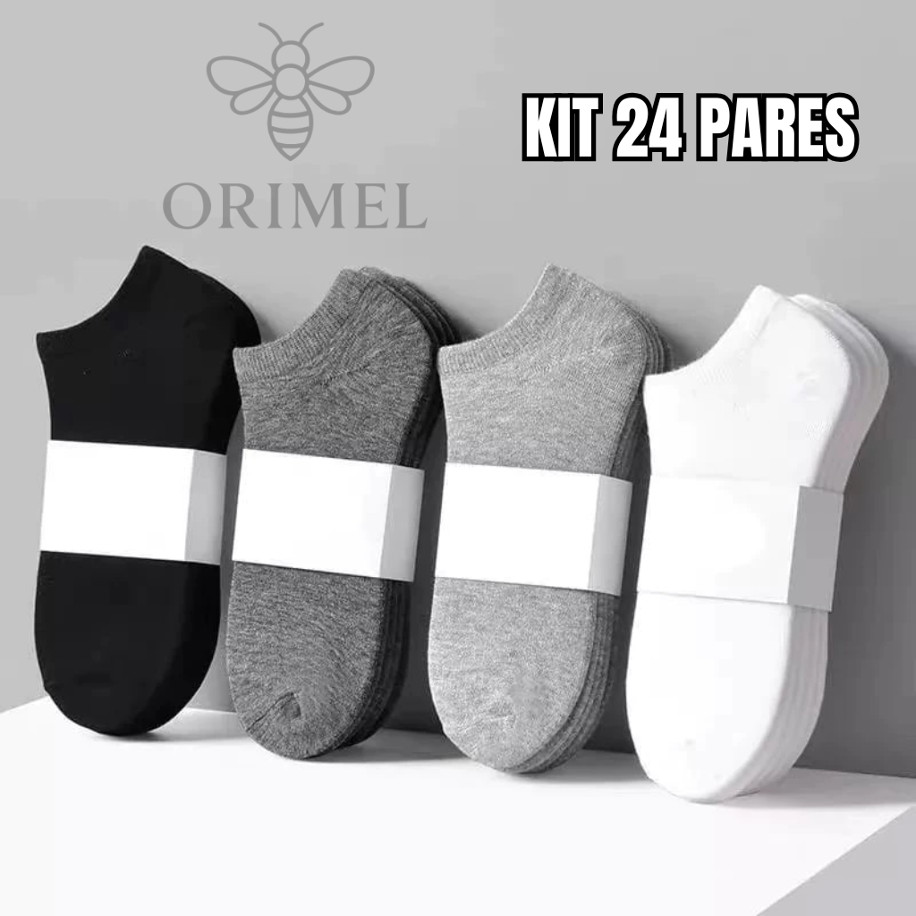 24 Pares De Meias Soquete Unissex – Pretas E Brancas , Respiráveis Para Uso Diário Cano Curto