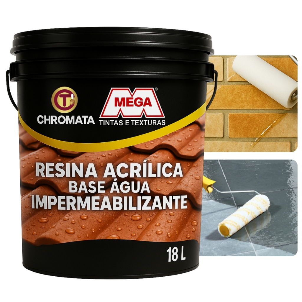 Resina Acrílica Impermeabilizante Base água Brilhante Mega para pisos e telhas 18L Cores