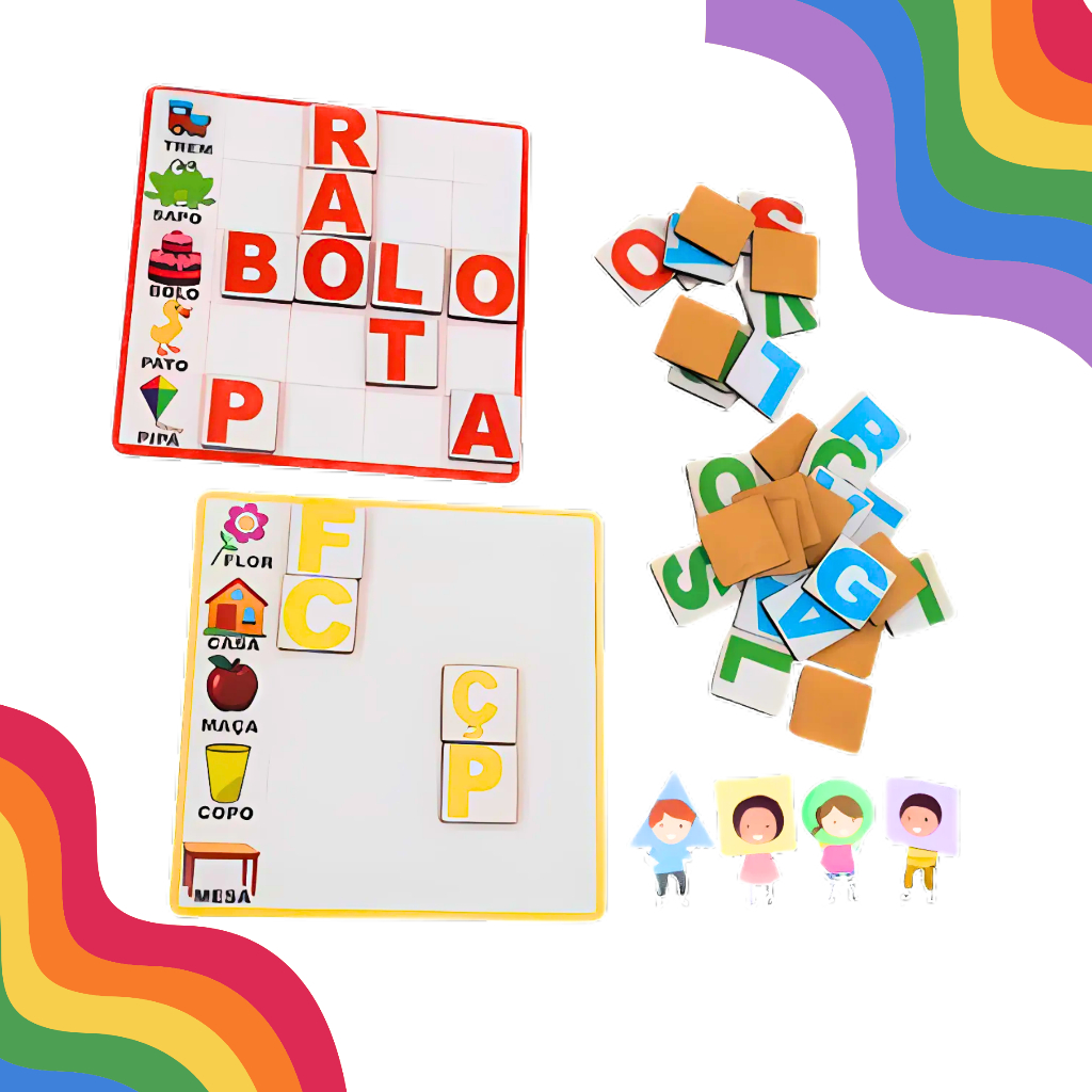 Kit 4 Tabuleiro Jogos Brinquedo Infantil Educativo Figuras Letras Pedagógico Aprendizado em Oferta na Shopee