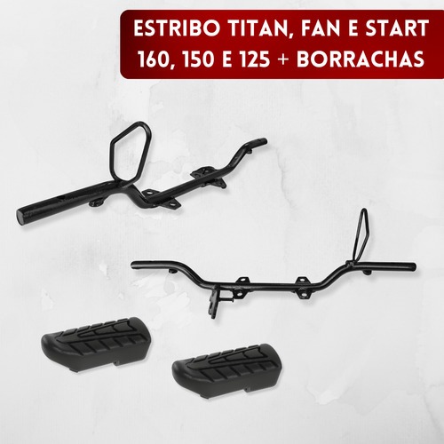 Kit Estribo Com Borracha + Pedaleira Cg 160 Titan Fan 2016 A 2023