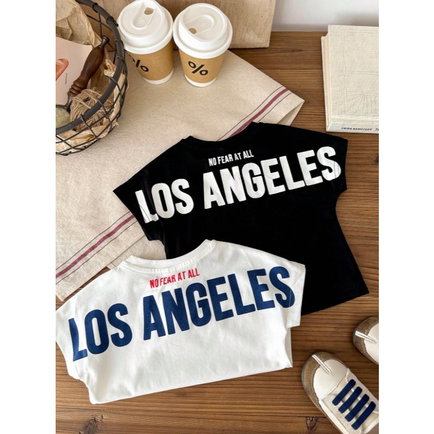 Kit 2 Camiseta Masculina Infantil Los Angeles Streetwear Algodão Gola Redonda Lançamento