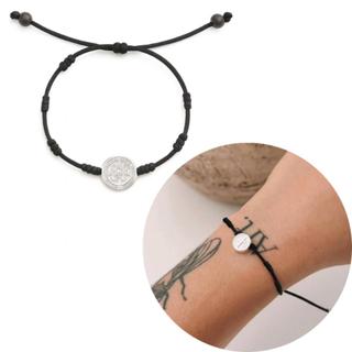 Pulseira Preta Com Medalha De São Bento - Pulseira 7 Nós Preta Fio Fino De 1mm - Proteção em Oferta na Shopee