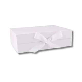 Caixa de Papel Rígido Retangular Branco com Imã e Fita Tam G - 31 un em Oferta na Shopee