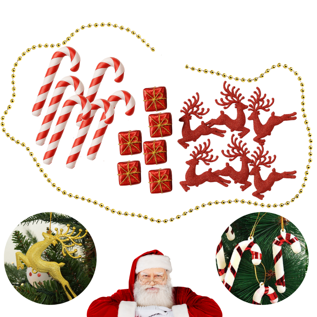 Kit Pendente de Natal 19 Peças - Enfeite Natalino - Árvore de Natal
