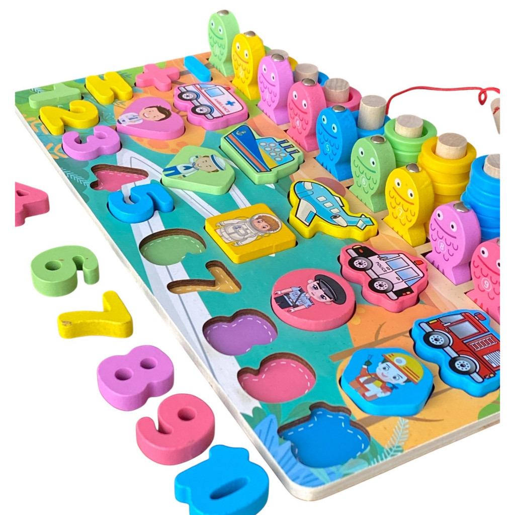Jogo Educativo Montessori de Madeira + 80 Peças Infantil Para Criança Brinquedo