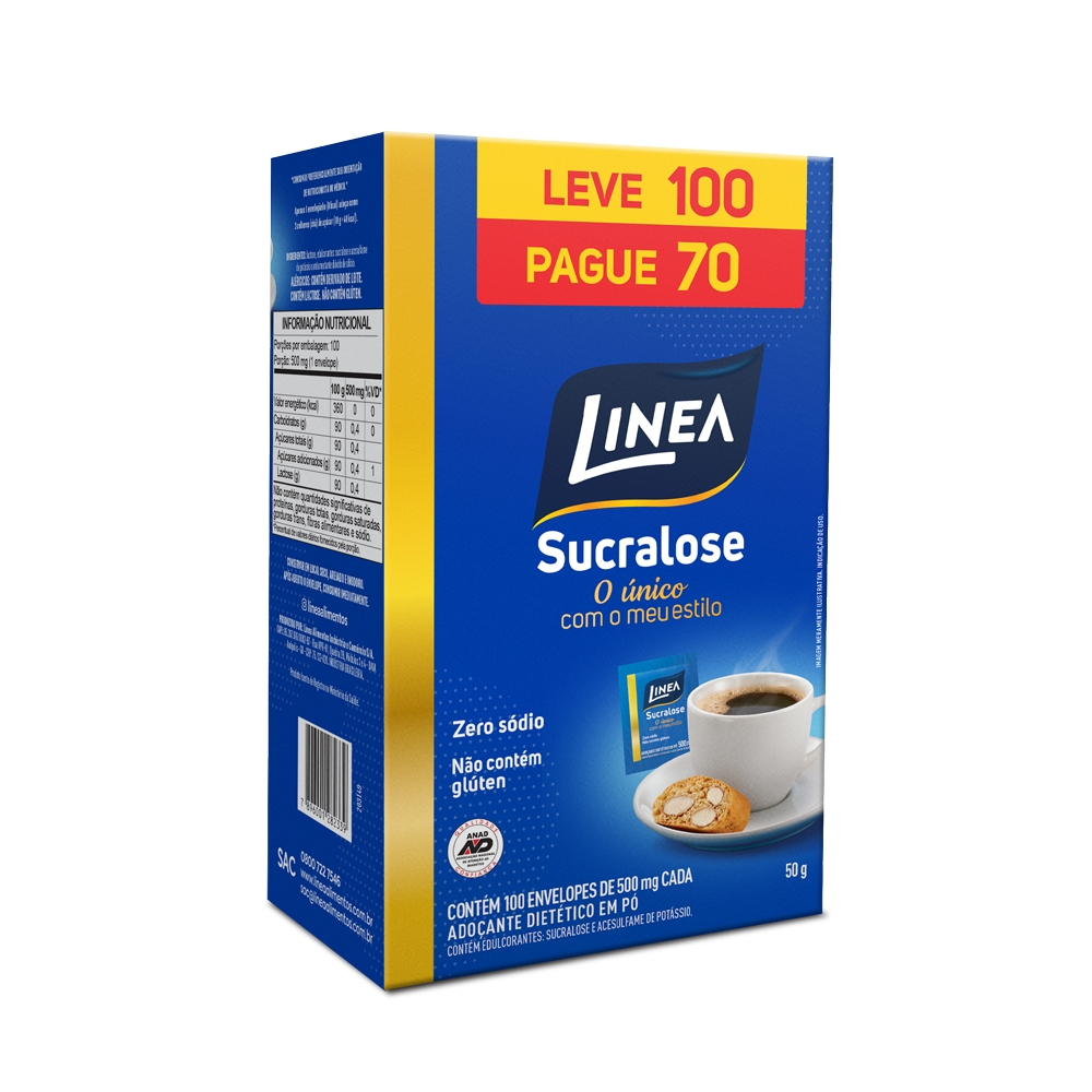 Adoçante em pó Sucralose Linea Leve 100 e Pague 70 Sachê de 500mg