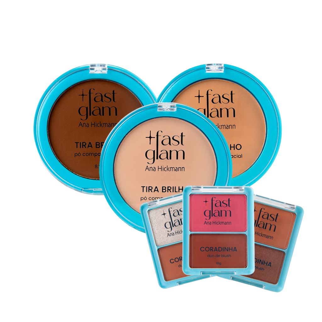 Kit Pó Compacto Tira Brilho + Duo de Blush Coradinha Fast Glam em Oferta na Shopee