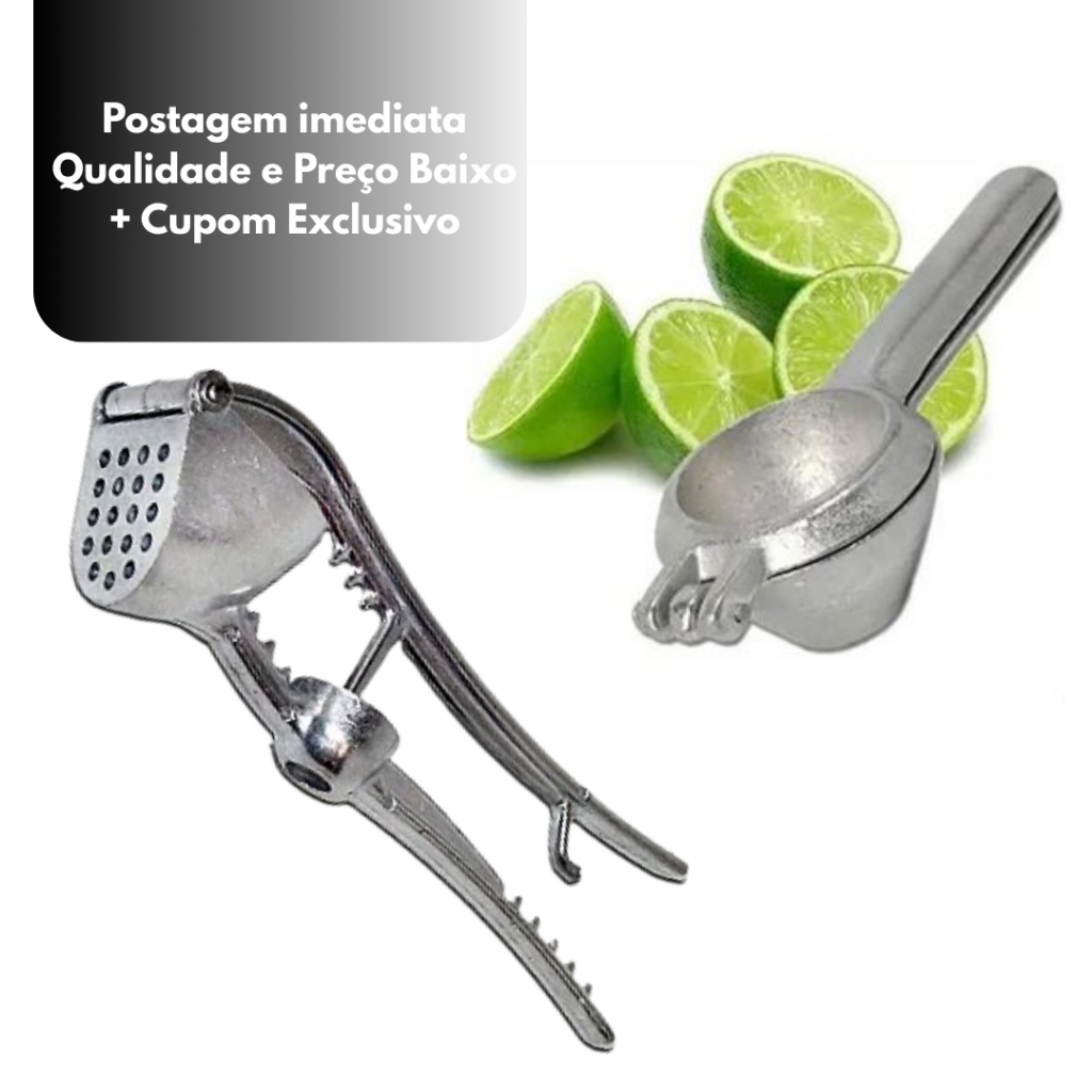 Espremedor de Alho 5 em 1 + Espremedor de Limão Resistente para Cozinha Envio Imediato