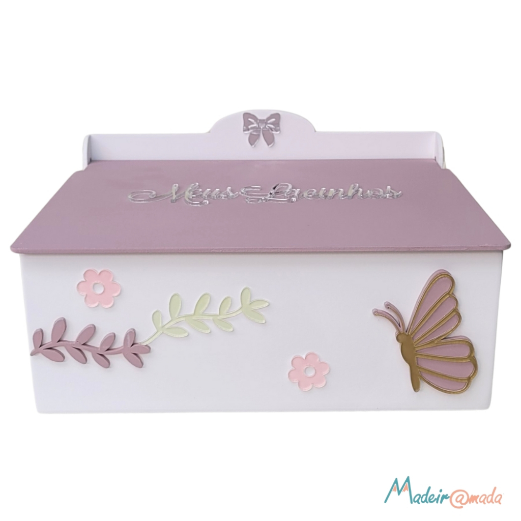 Meus Lacinhos Jardim Encantado Bebê Menina Kit de Higiene Rosa Organizador de Acessórios