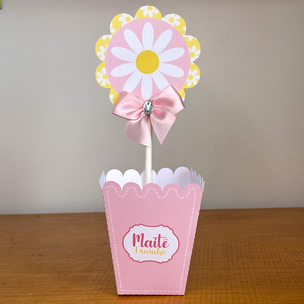 Cachepô  Centro de Mesa Flor Margarida Lembrancinhas para Festa Lembrancinhas personalizadas Festa Infantil