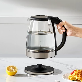 Chaleira Elétrica de Vidro/Inoxidável,1.8L 127V/220V Tampa e Desligamento Automático