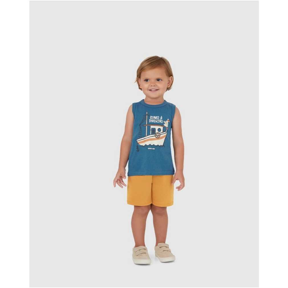 Conjunto Infantil Menino – Regata Estampada + Bermuda – 100% Algodão | Malwee Kids
