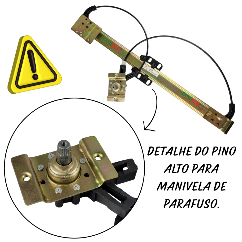 Máquina De Vidro Manual Esquerda Pino Alto Gol, Parati, Voyage 2 portas, Saveiro, todos G1 Após 1987