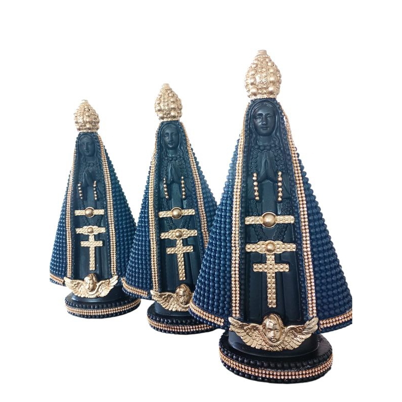 kit 3 Imagem de Nossa Senhora Aparecida 30cm Azul Preta 30cm pintura a óleo!
