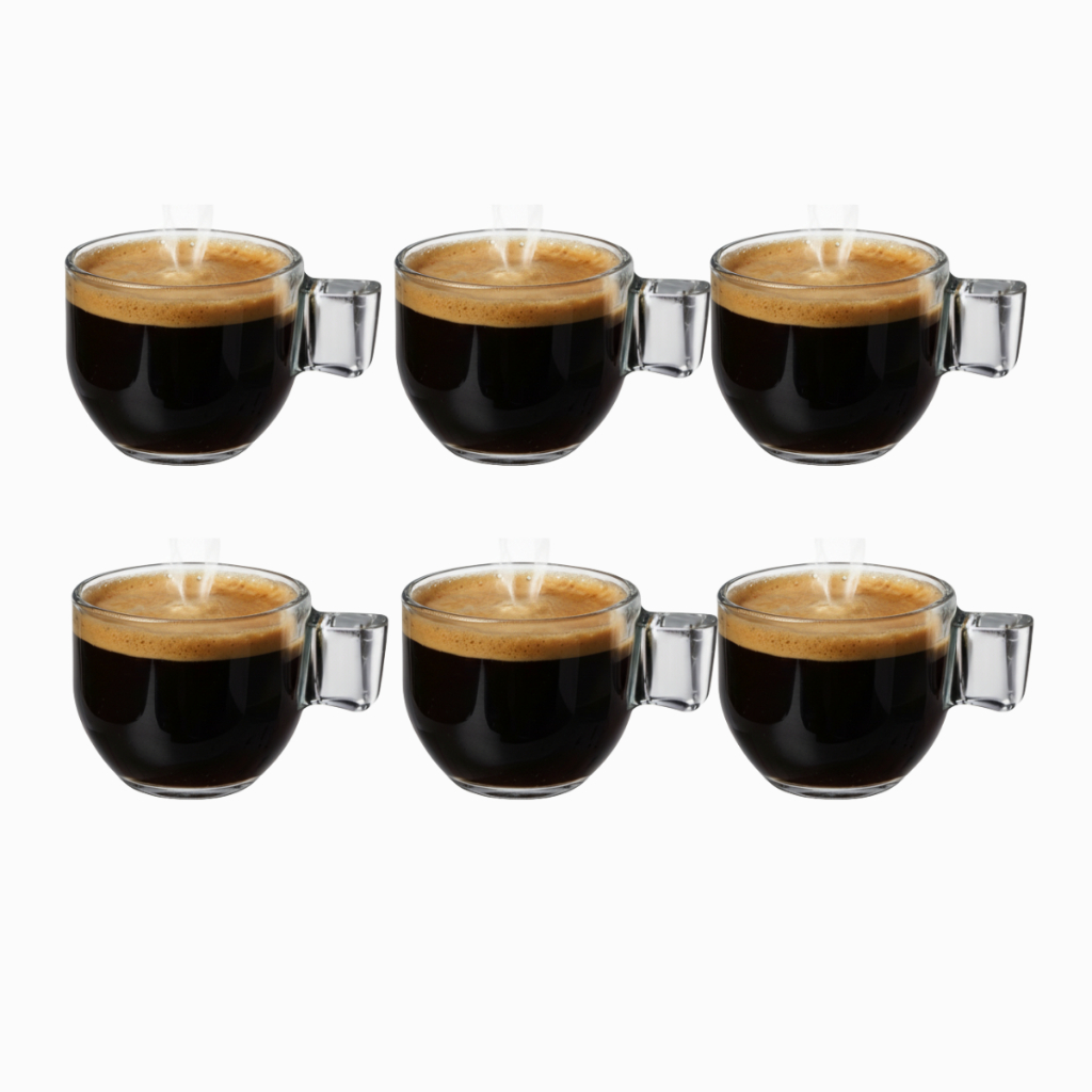 Conjunto Jogo 6 Caneca Xícara De Vidro Cappuccino Café 110ml Chá Com Alça Transparente em Oferta na Shopee