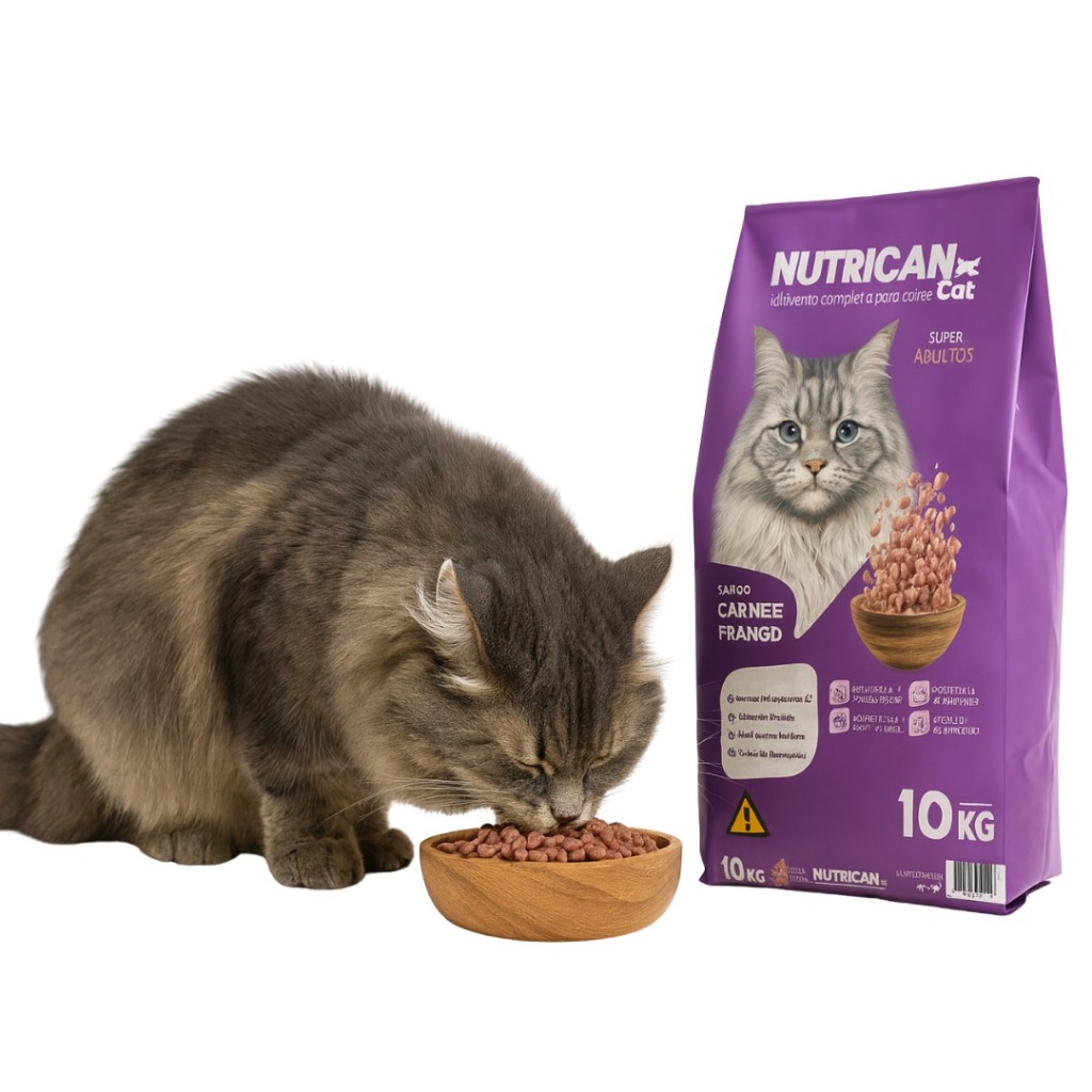 Ração para Gatos Adultos Nutrican Cat Carne e Frango 10,1kg – Alimento Premium Completo, Nutrição Balanceada, Proteínas