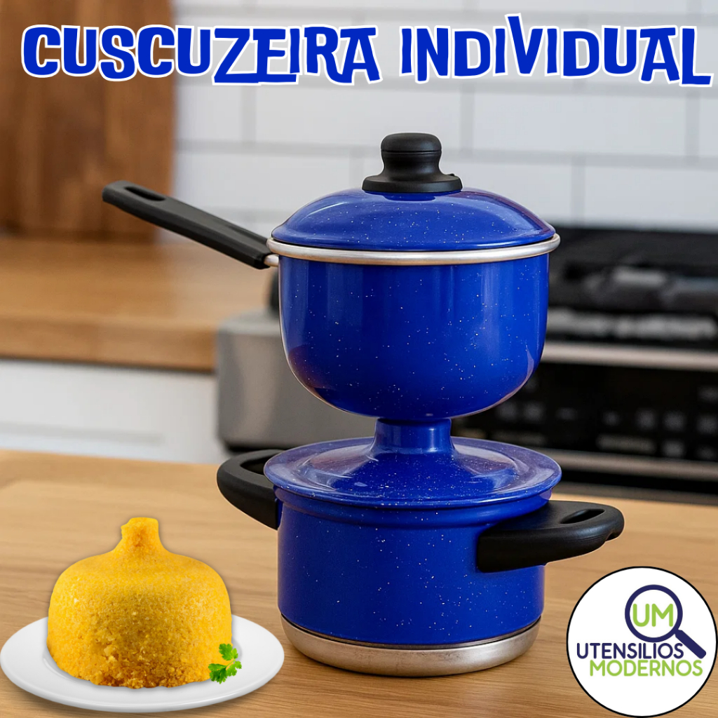 Mini Cuscuzeira Pequena  |ndividual Nordestino Azul (Porção Peito de Moça, Cuscuzeira Tetinha)