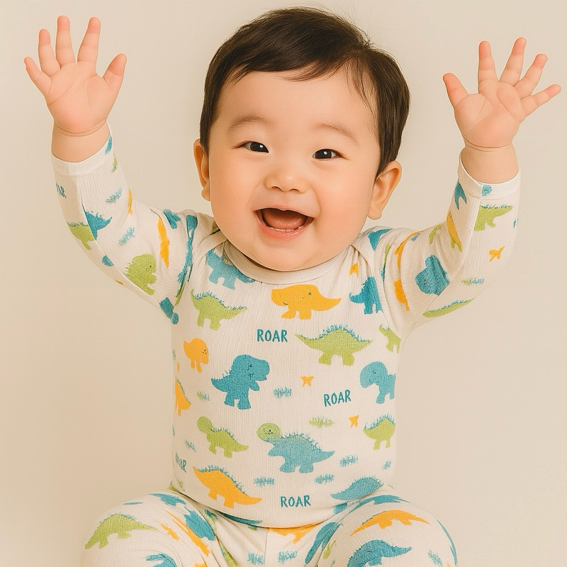 Conjunto Bebê Dinossauro Suedine Antialérgico Pagão Body e Calça Longo Manga Longa