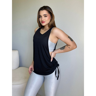 Blusas Dry Fit Feminina Fitness Decote Lateral Tapa Bumbum Top Regata Treino Academia em Oferta na Shopee