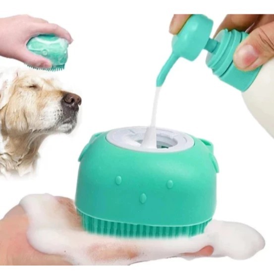 Escova de Banho com Dispenser de Shampoo para Pets Cães e Gatos – Massageadora de Silicone em Oferta na Shopee