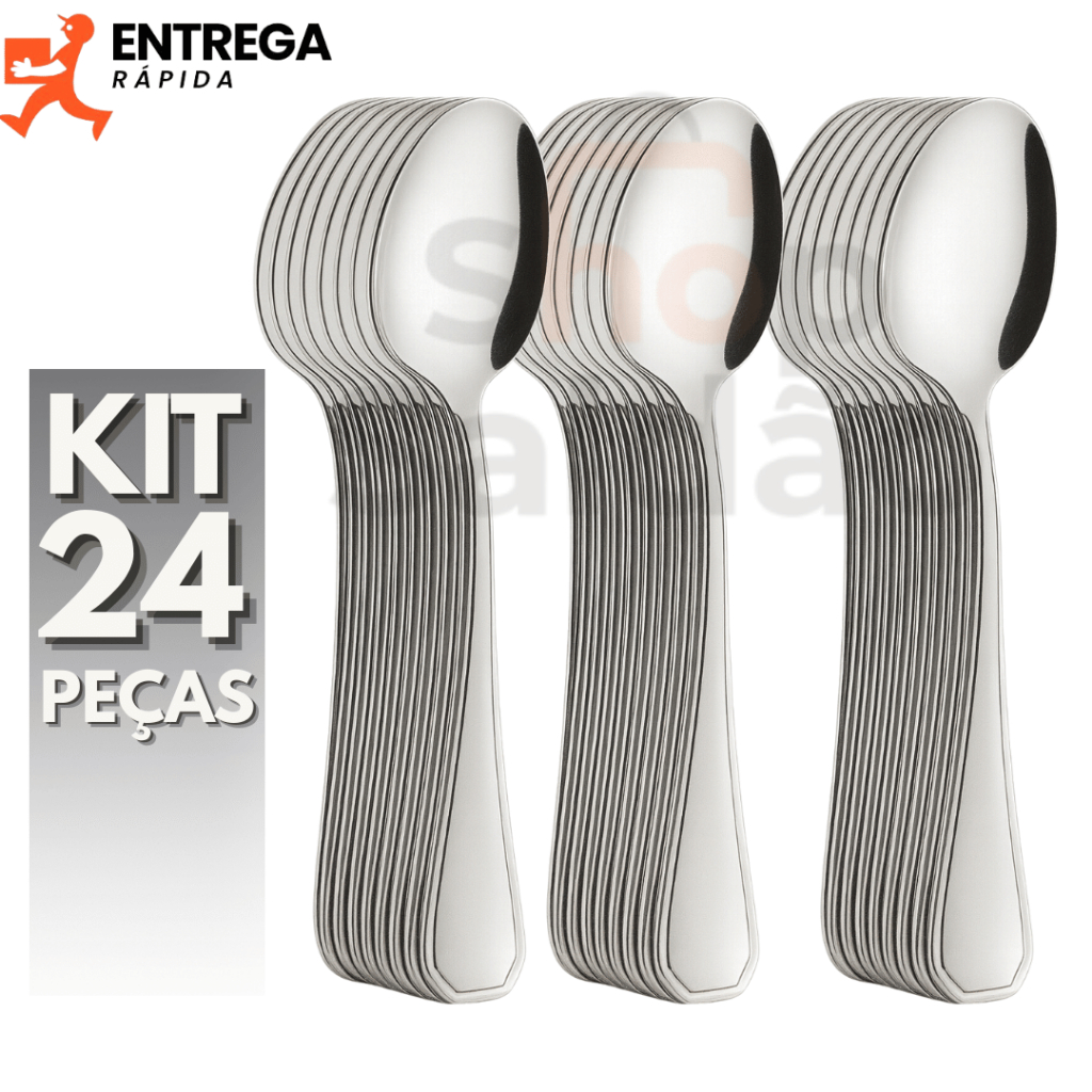 Kit 24 Colher de Mesa Inox Jogo de Talhares Cozinha Colheres de Sopa Refeição Talheres de Jantar