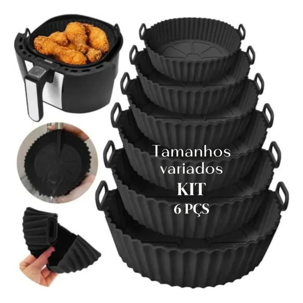 Kit de 6 Formas de Silicone para Air Fryer