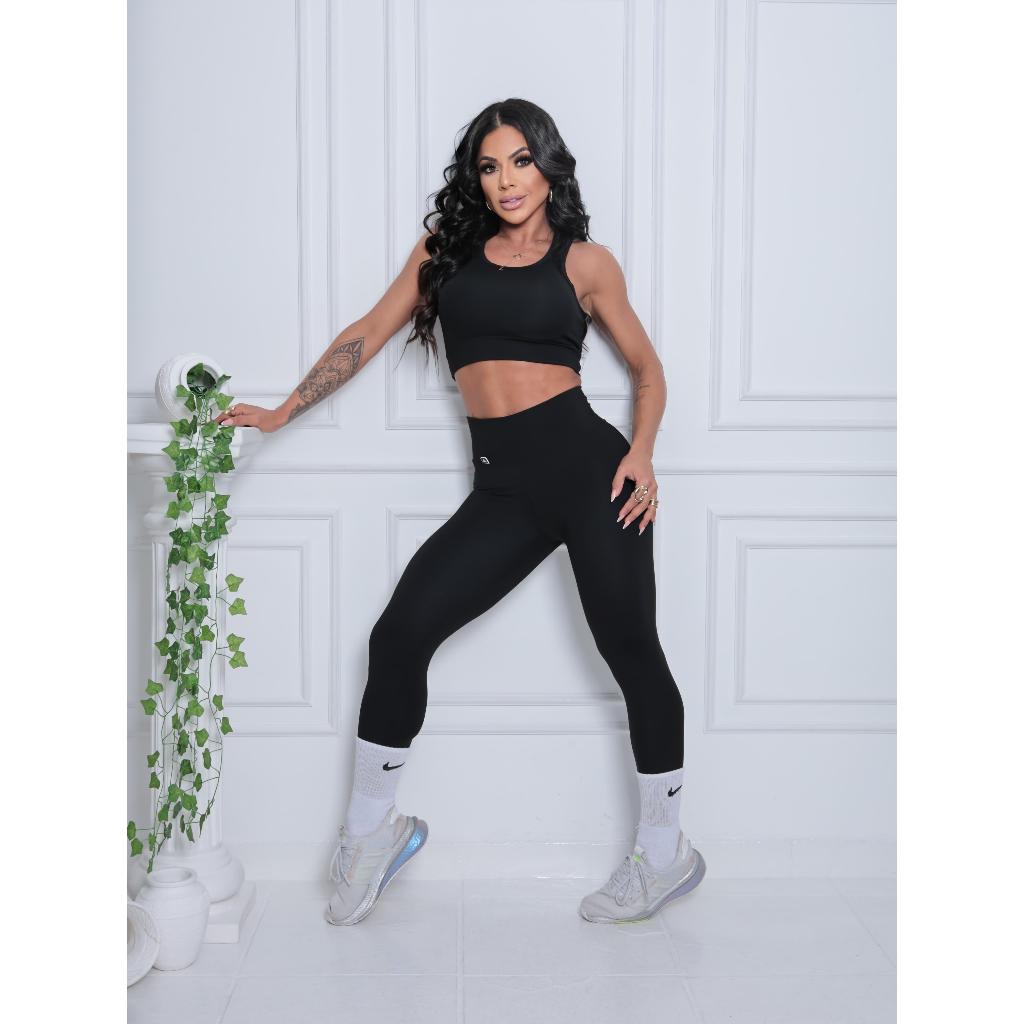 Calça Legging poliamida feminina coz alto zero transparência alta elasticidade Fitness academia