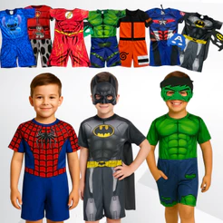 Fantasia Infantil Masculina Herói com Máscara Roupa Curta para Festa