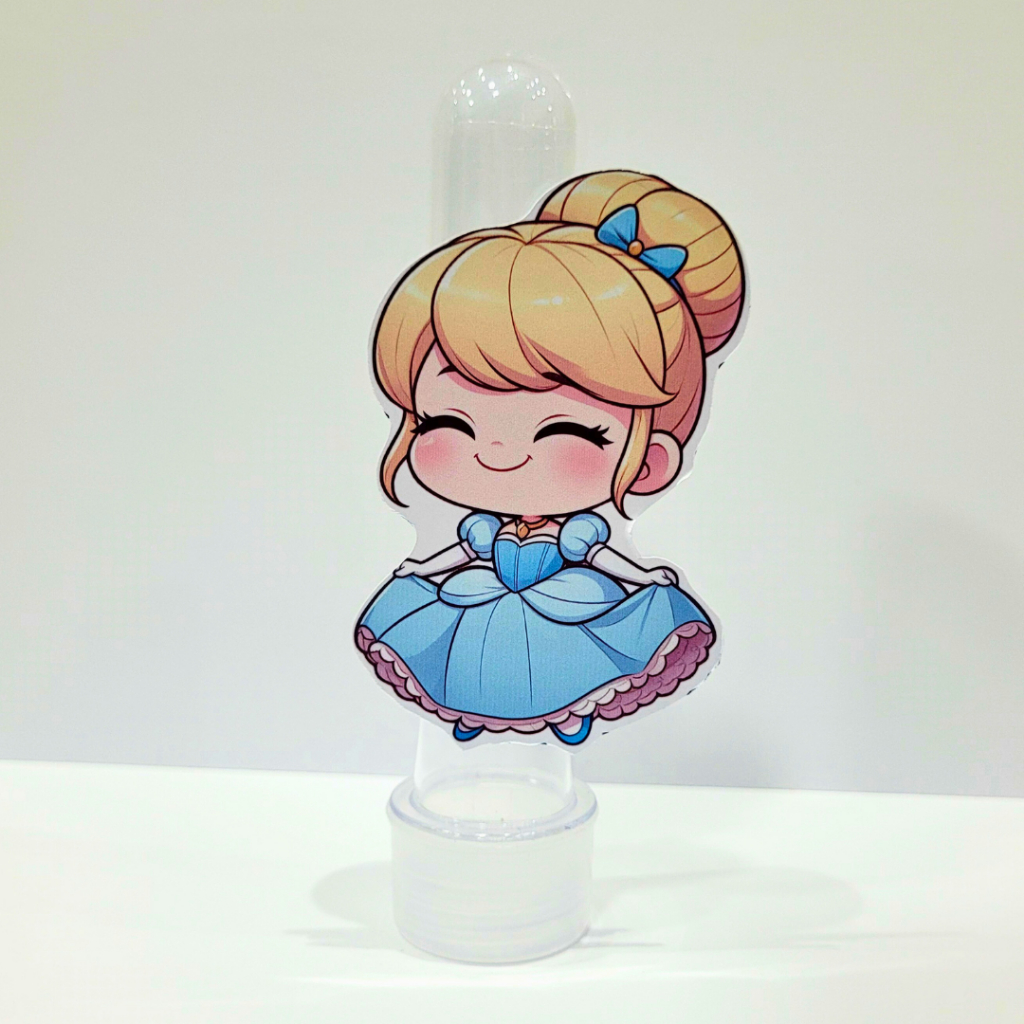 Aplique 3D para tubete Princesa da Disney Cinderela - Personalizado para Lembrancinha - Pegue e Monte