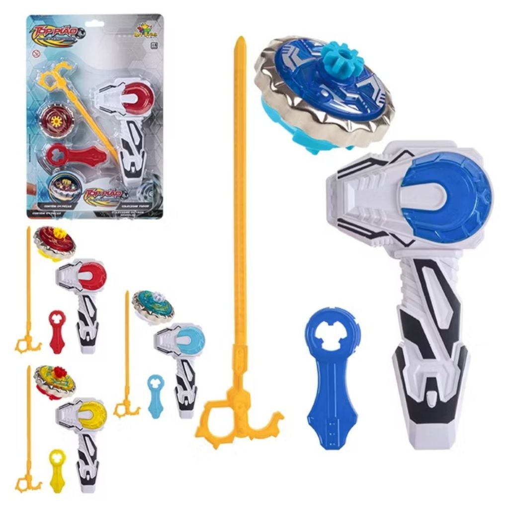 Kit Pião com Lançador Estilo Beyblade