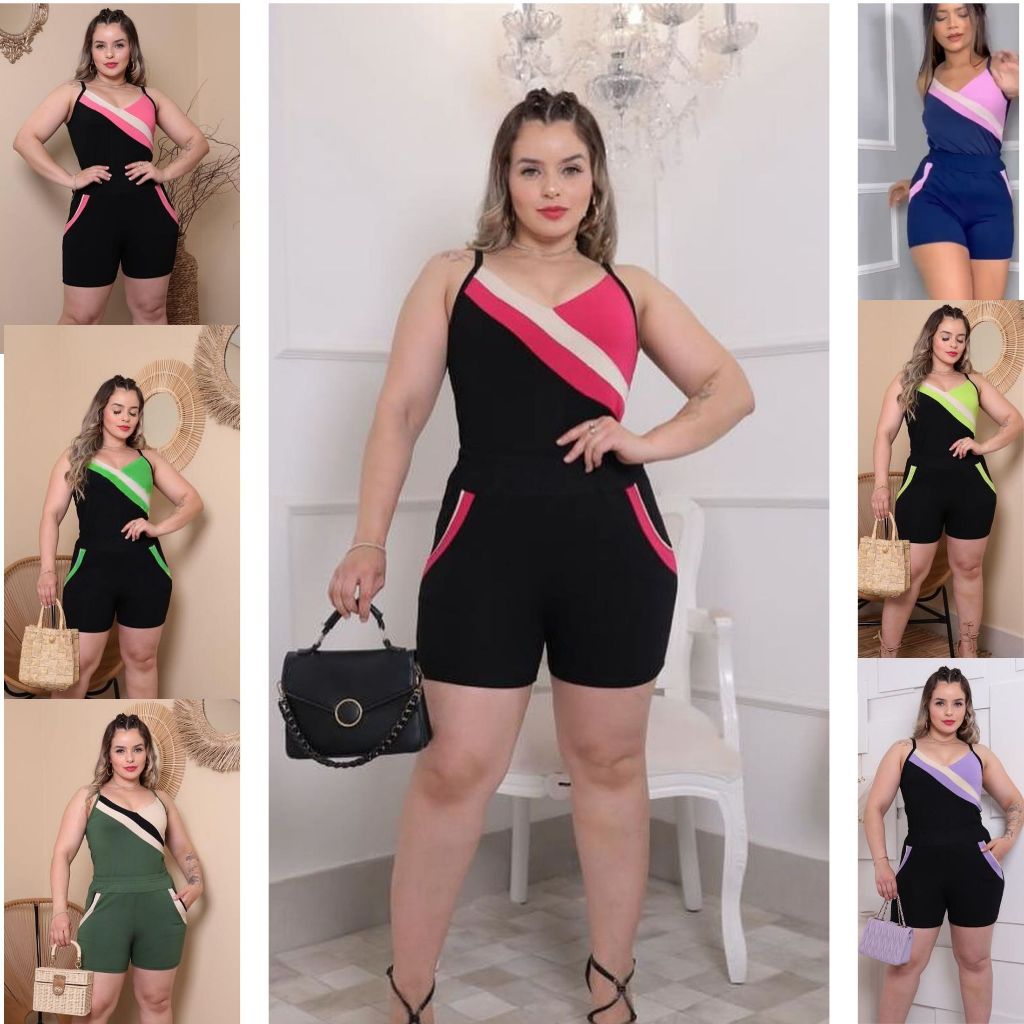 Conjunto Feminino Short  Verão com Bolso de Moletinho (M-G-GG) em Oferta na Shopee
