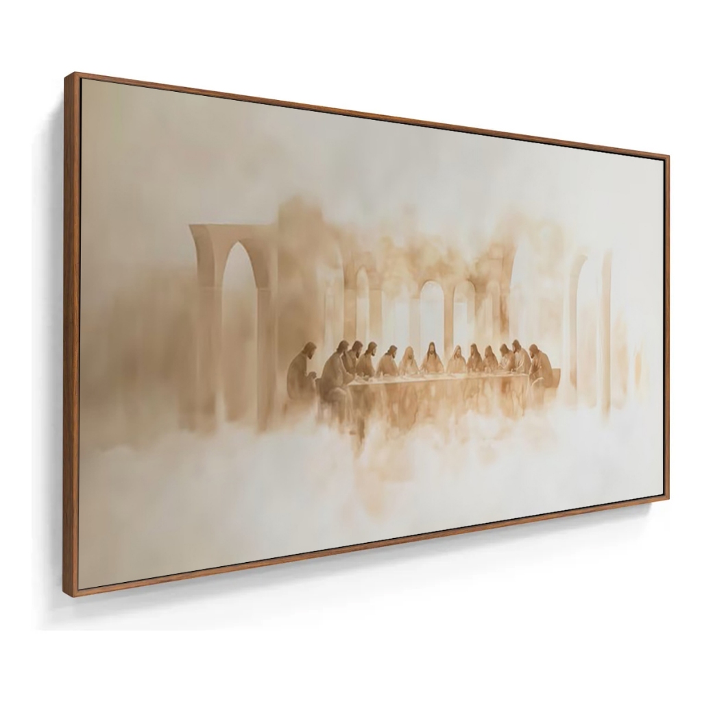 Quadro Decorativo Santa Ceia Aquarela Sala de Jantar Jesus Provedor Em Tecido Canvas