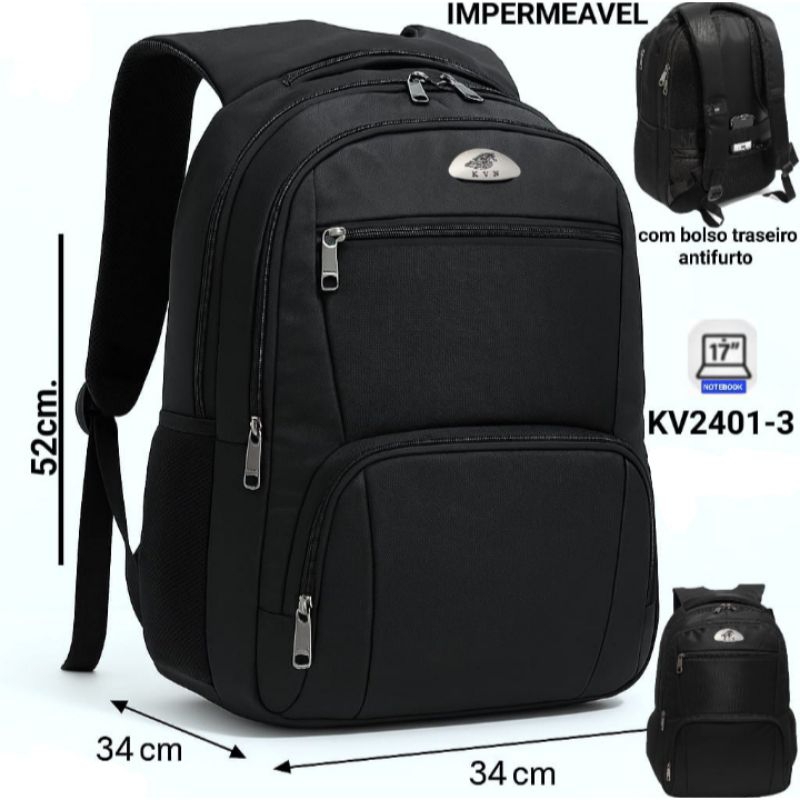 Mochila Resistente Impermeável Executiva P/ Laptop Faculdade Trabalho KVN 24013